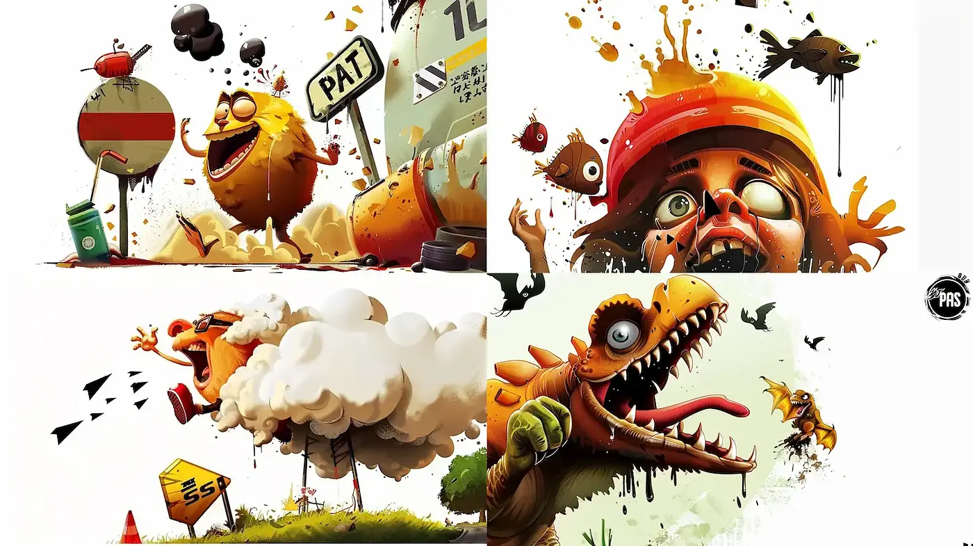 Playful and Dynamic Cartoonish Illustrations with a Whimsical Edge - Midjourney sref style
