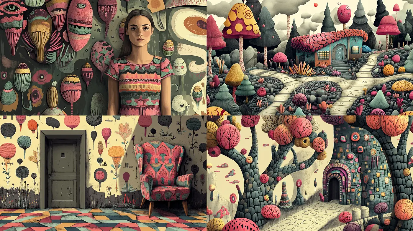 Whimsical Fantasia of Surreal Botany and Texture - Midjourney sref style