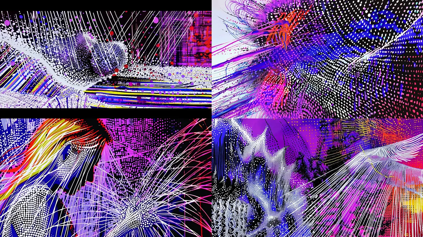 Vibrant Digi-Pointillist Panorama: A Digital Evolution of Seurat's Technique - Midjourney sref style