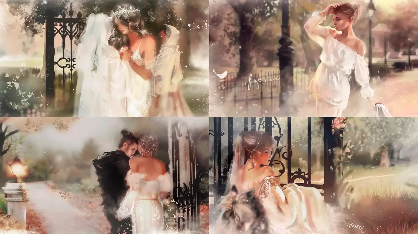 Ethereal Brushwork Romance: A Soft Impressionistic Embrace of Love and Nature - Midjourney sref style