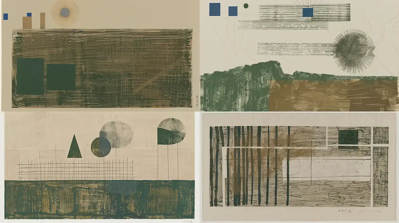 Abstract Textural Harmony in Earthy Tones - Midjourney sref style