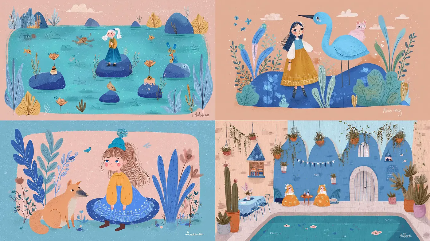 Charming Whimsical Illustrations with a Soft Color Palette - Midjourney sref style