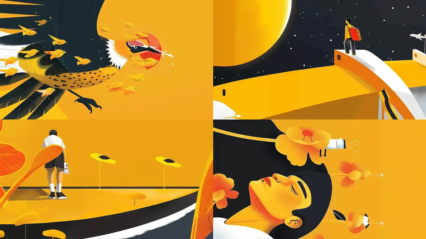 Vibrant and Playful Digital Illustrations with Surreal Elements - Midjourney sref style