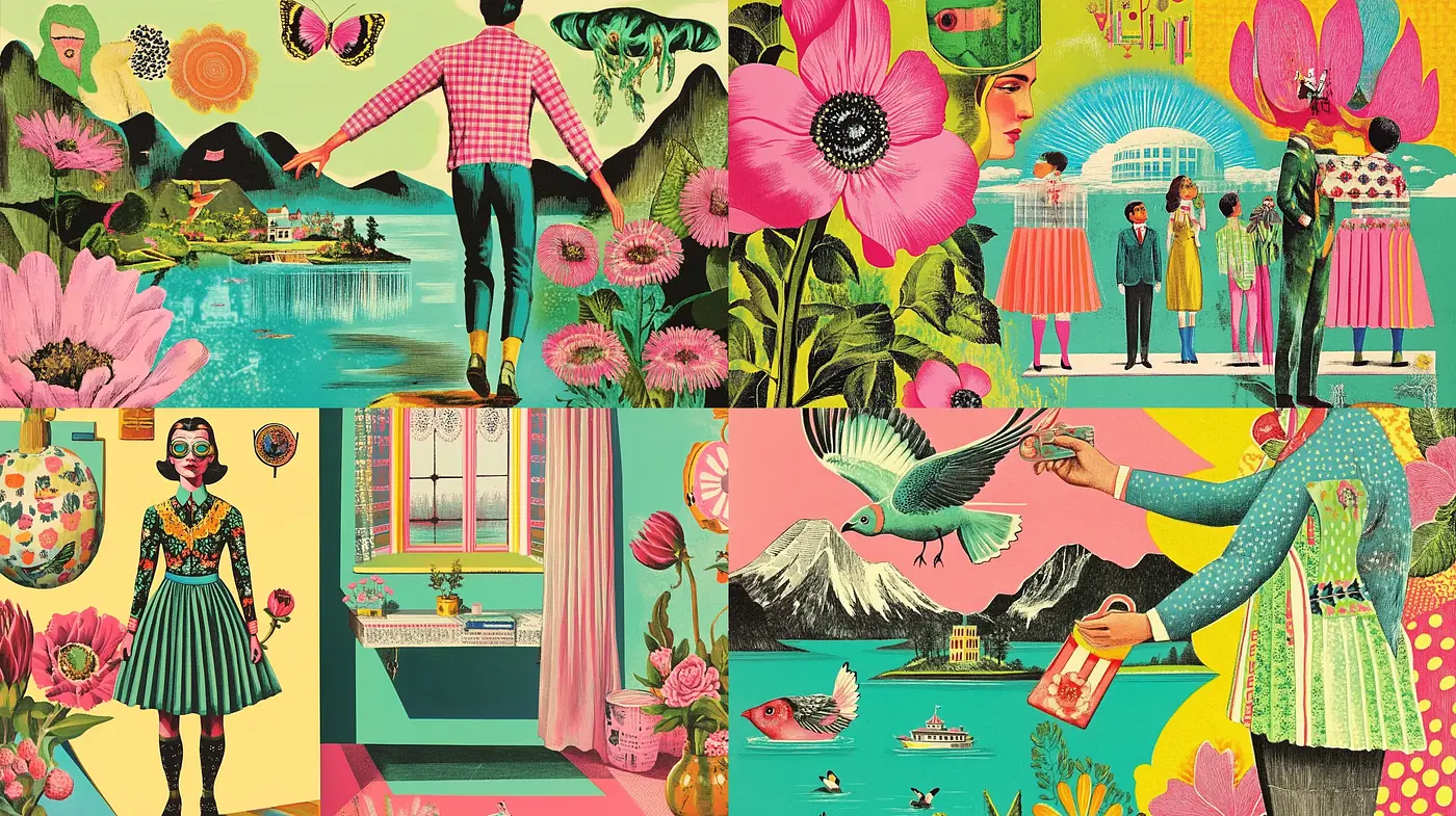 Surreal Vintage Harlequin Dreamscapes - Midjourney sref style