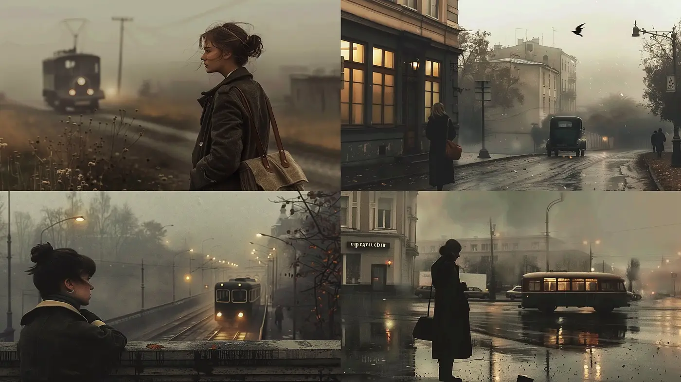 Melancholic Urban Dusk: A Consistent Palette of Nostalgia - Midjourney sref style