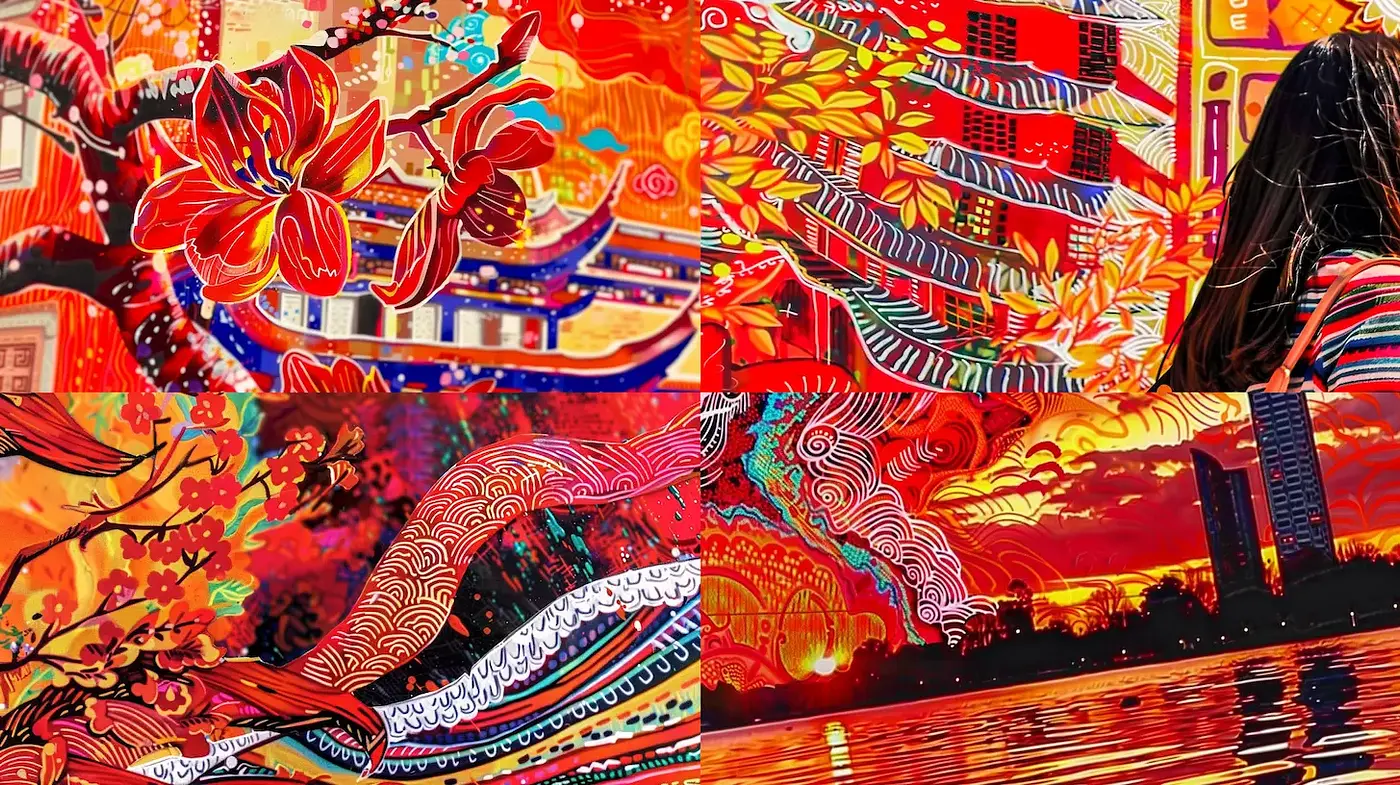 Vibrant and Intricate Visions of Nature and Urban Harmony - Midjourney sref style