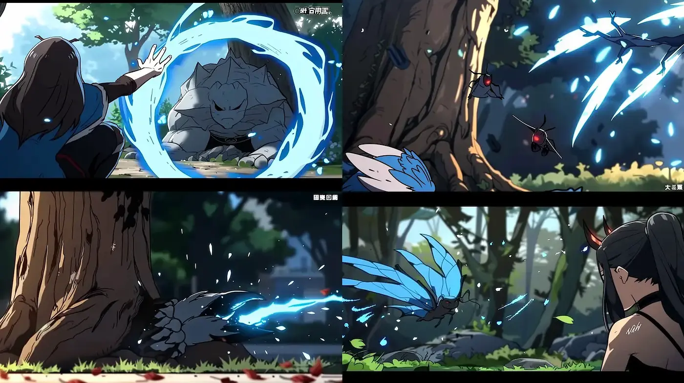 Dynamic and Vivid Anime-Inspired Action Scenes with Nature Elements - Midjourney sref style