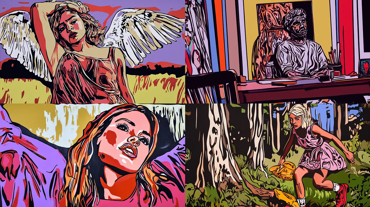 Vibrant Pop Art Tableau with Graphic Novel Overtones - Midjourney sref style