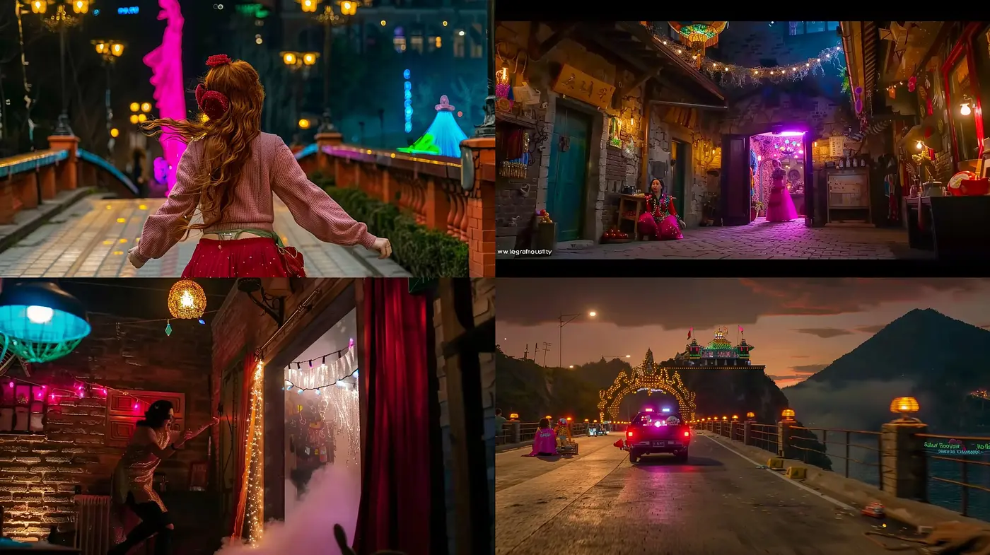 Luminous Nightscape Fusion: A Transportive Blend of Cinematic Urban Fantasy - Midjourney sref style