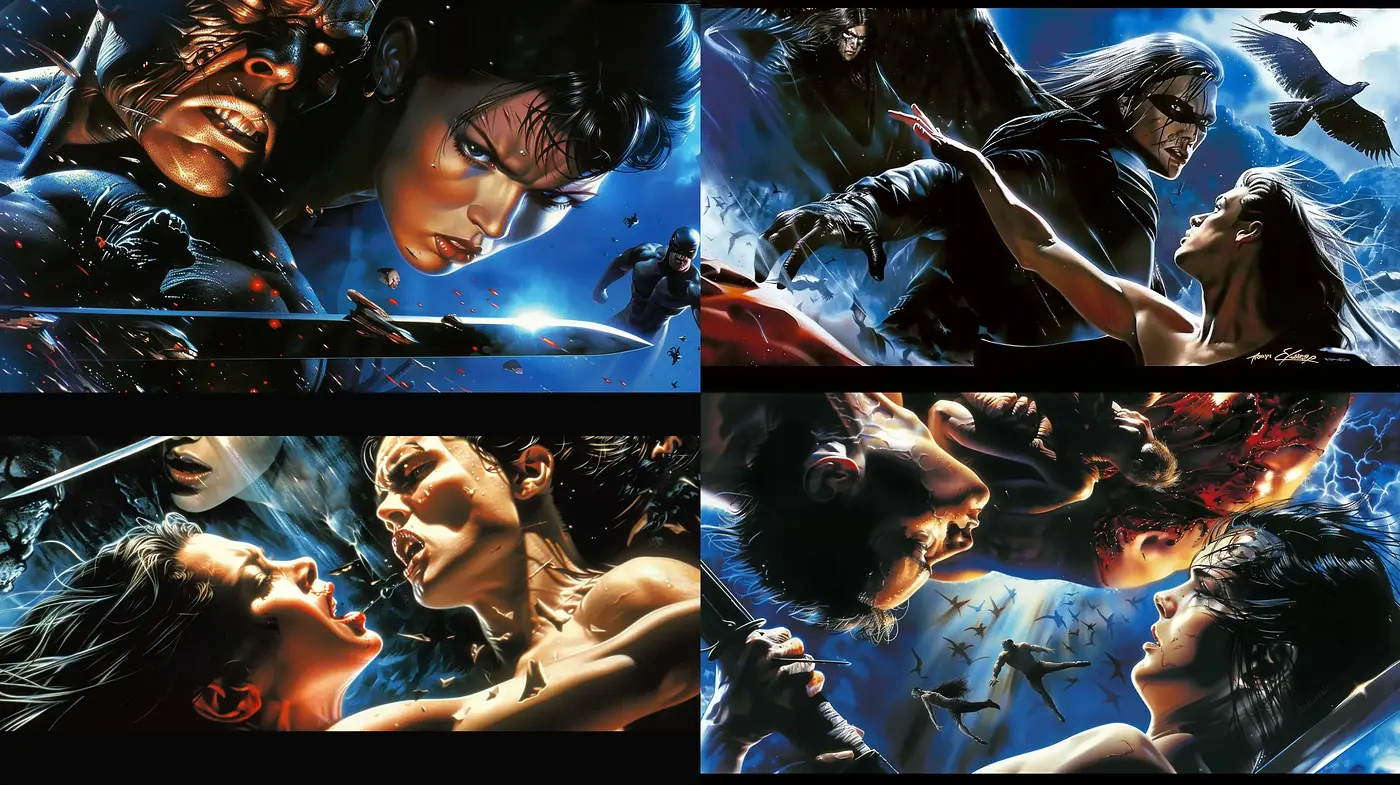 Dynamic Cinematic Hyperrealism: An Homage to Graphic Novel Intensity - Midjourney sref style