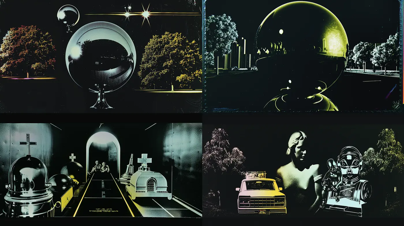 Futuristic Noir Reflections - Midjourney sref style