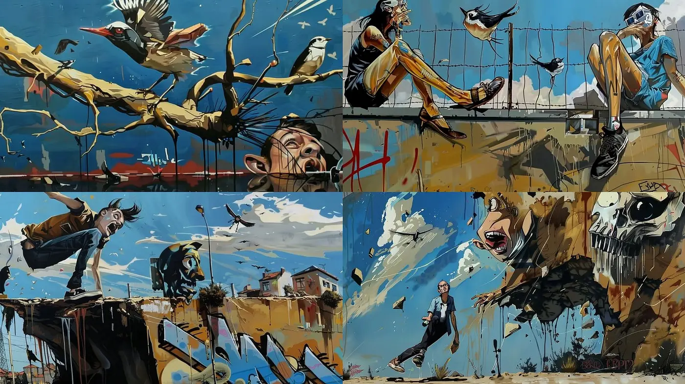 Dynamic Expressionism with Urban Surrealism - Midjourney sref style