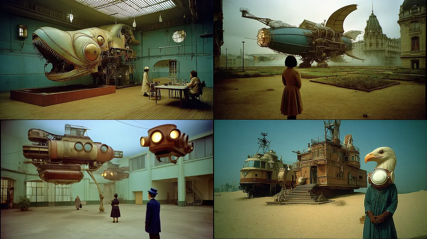 Steampunk Surrealism with a Vintage Sci-Fi Edge - Midjourney sref style