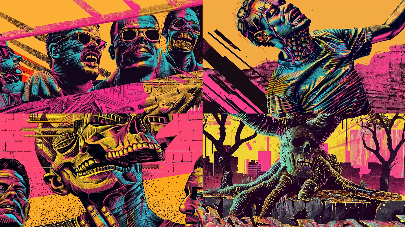 Retro-Futuristic Synthwave Dreamscapes with Neon Contrasts - Midjourney sref style