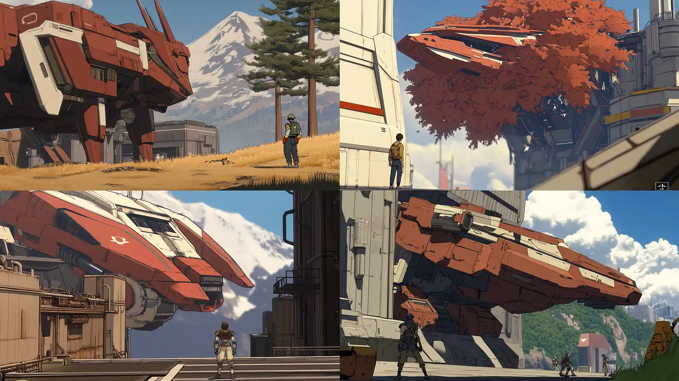 Futuristic Conceptual Vistas with a Warm Anime Influence - Midjourney sref style