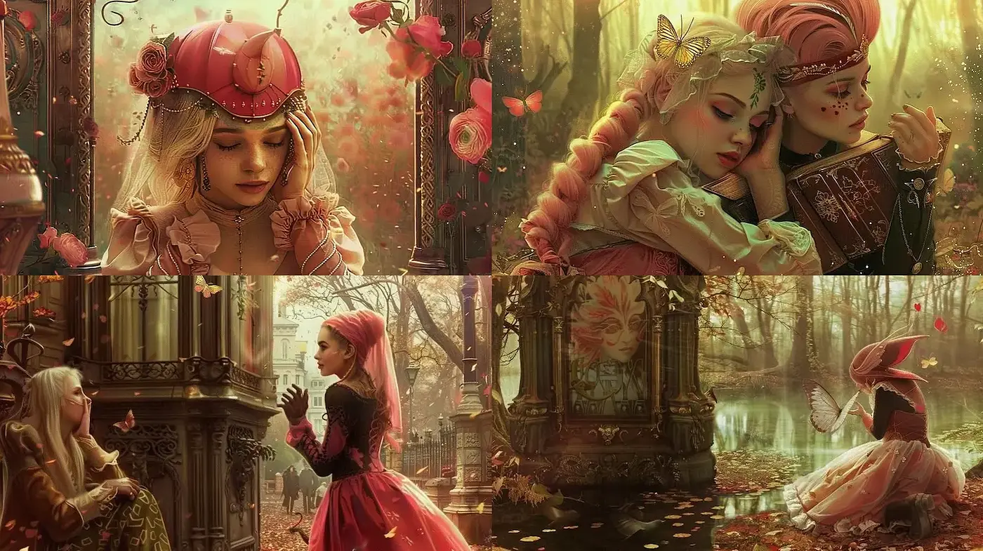 Whimsical Fantasy with a Romantic and Enchanting Atmosphere - Midjourney sref style
