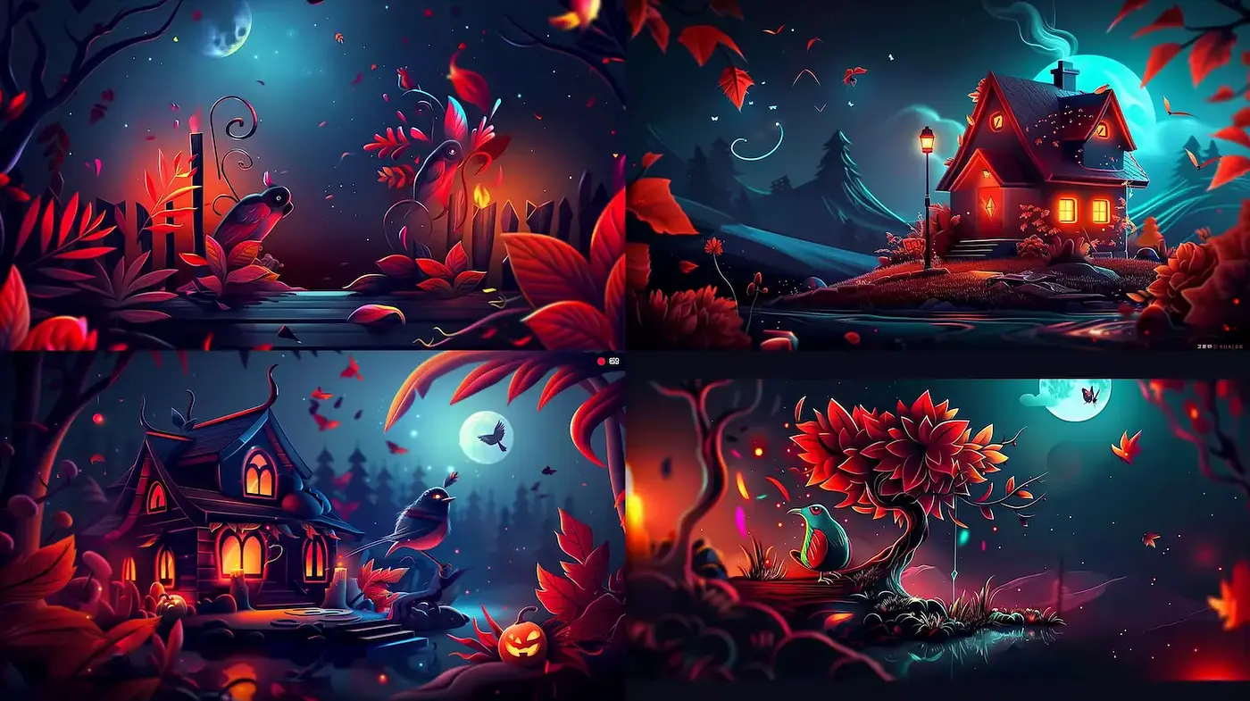 Enchanting Nightscapes with Whimsical Vibes and Rich Textures - Midjourney sref style