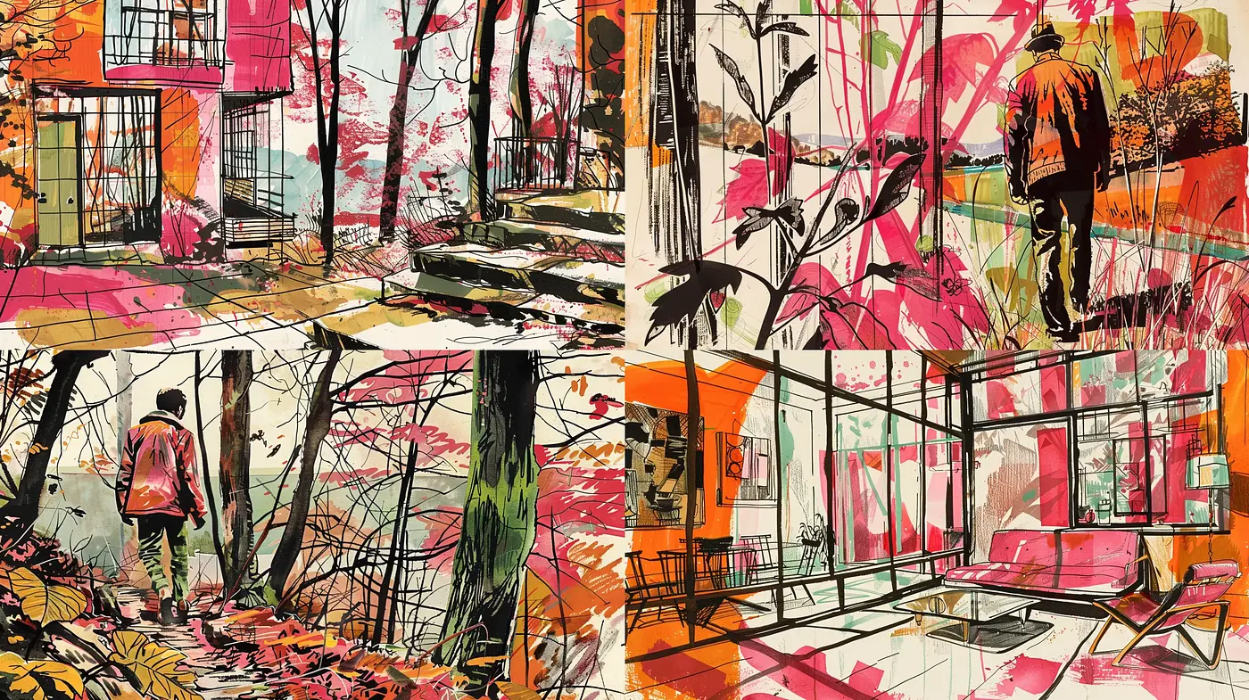 Dynamically Fragmented Panoramas with Vivid Expressionist Undertones - Midjourney sref style