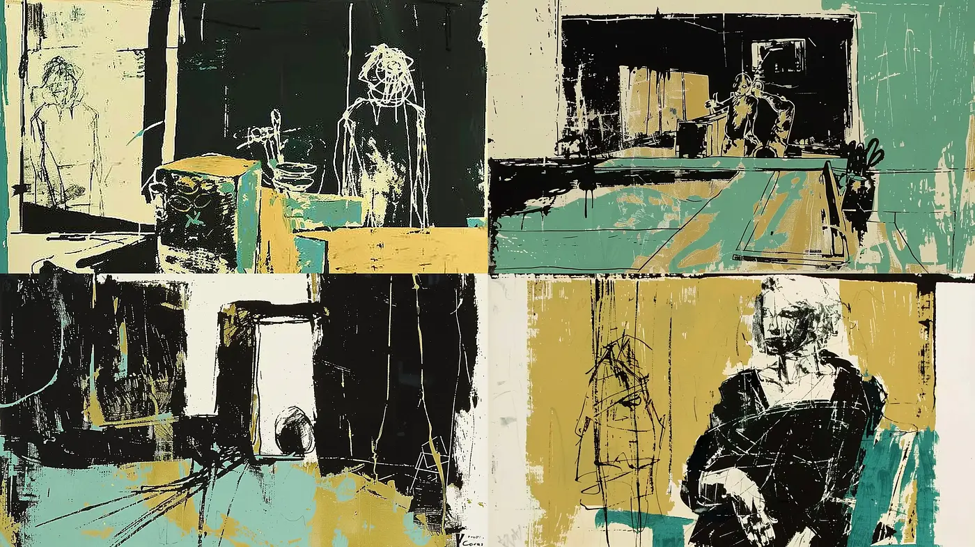 Abstract Expressionist Revival in Digital Brush Strokes - Midjourney sref style