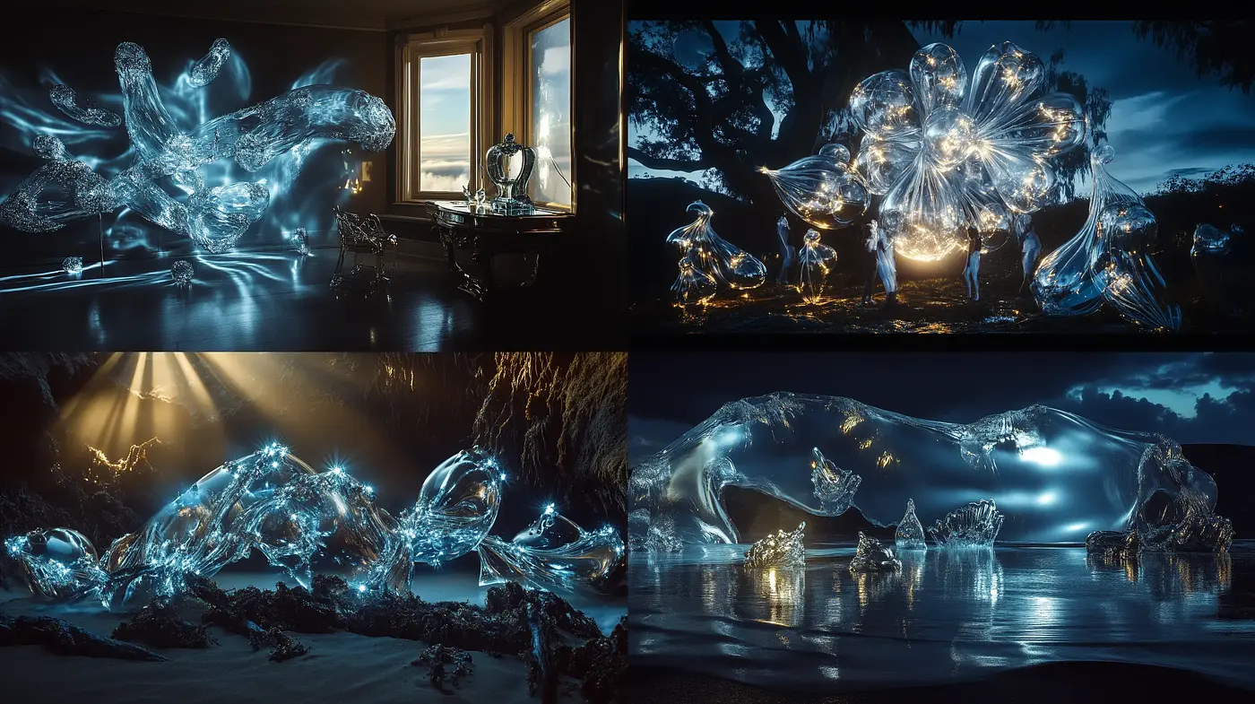 Ethereal Nocturnal Visions with Luminous Translucency - Midjourney sref style