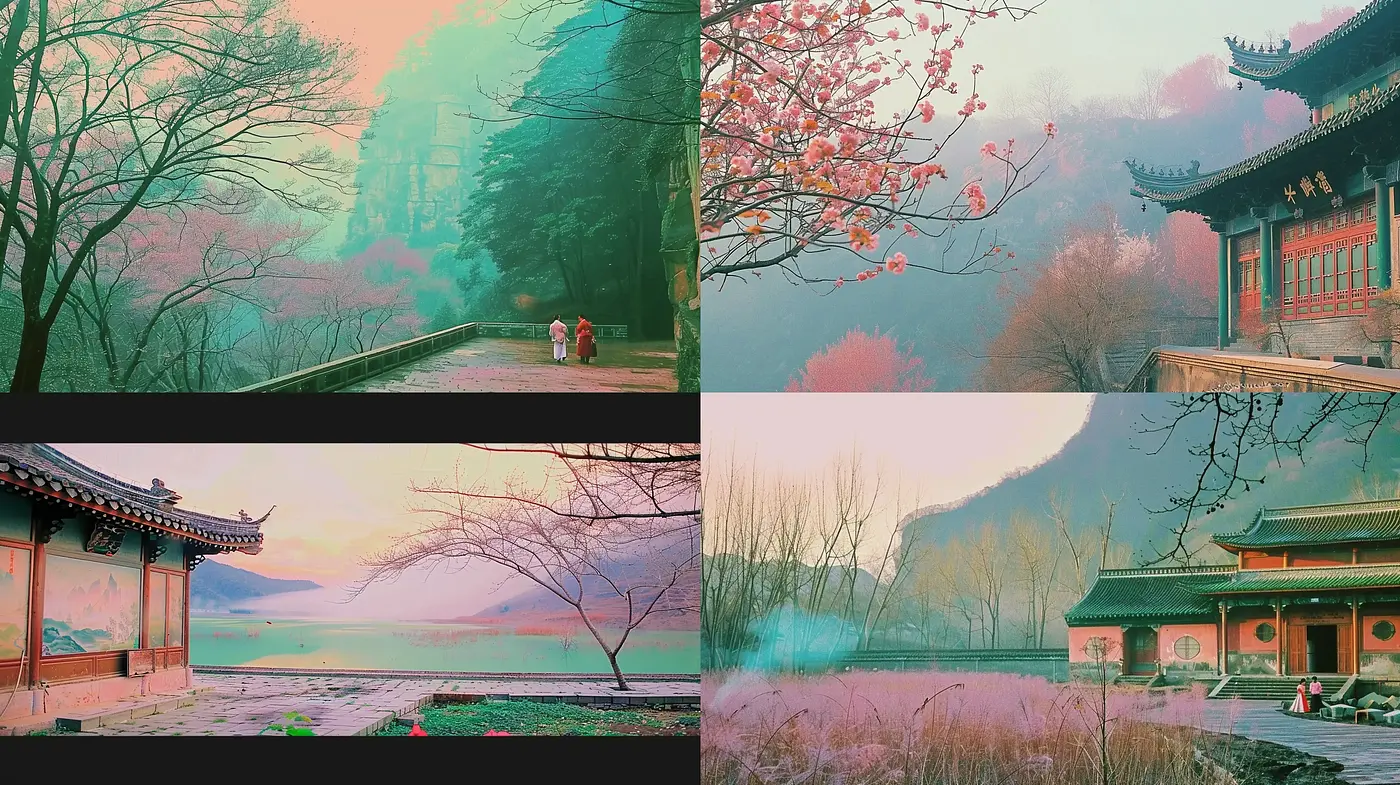Serene Twilight Hues in Ethereal Eastern Landscapes - Midjourney sref style