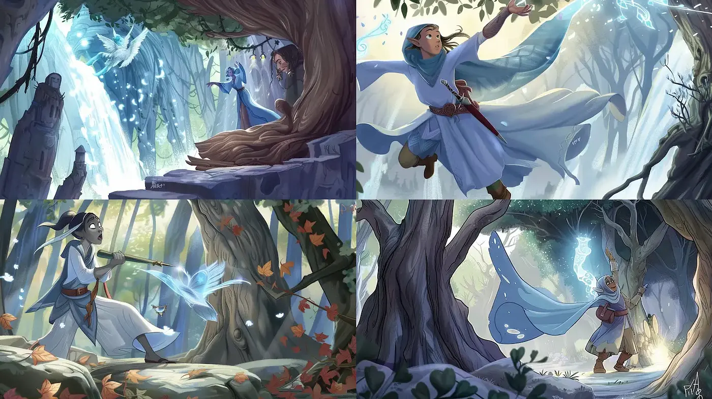 Magical Forest Adventures with Mystical Creatures and Ethereal Elements - Midjourney sref style