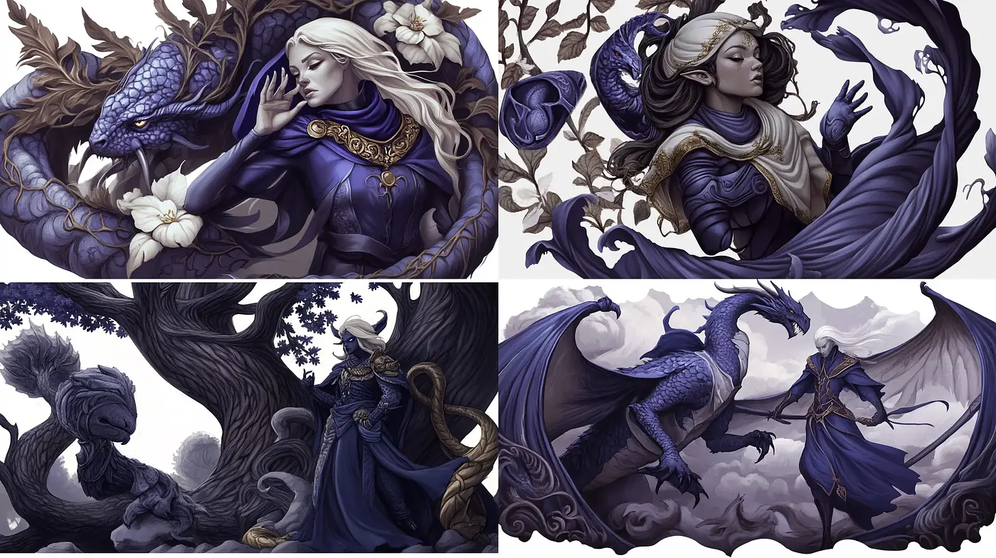 Ethereal Fantasy Art with Rich Textures and Fluid Forms - Midjourney sref style