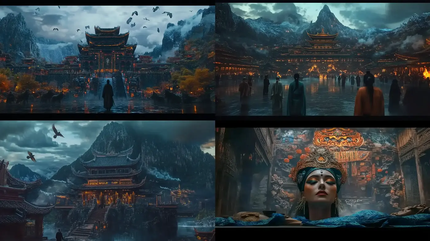 Ethereal Cinematic Dreamscape with Historical Essence - Midjourney sref style
