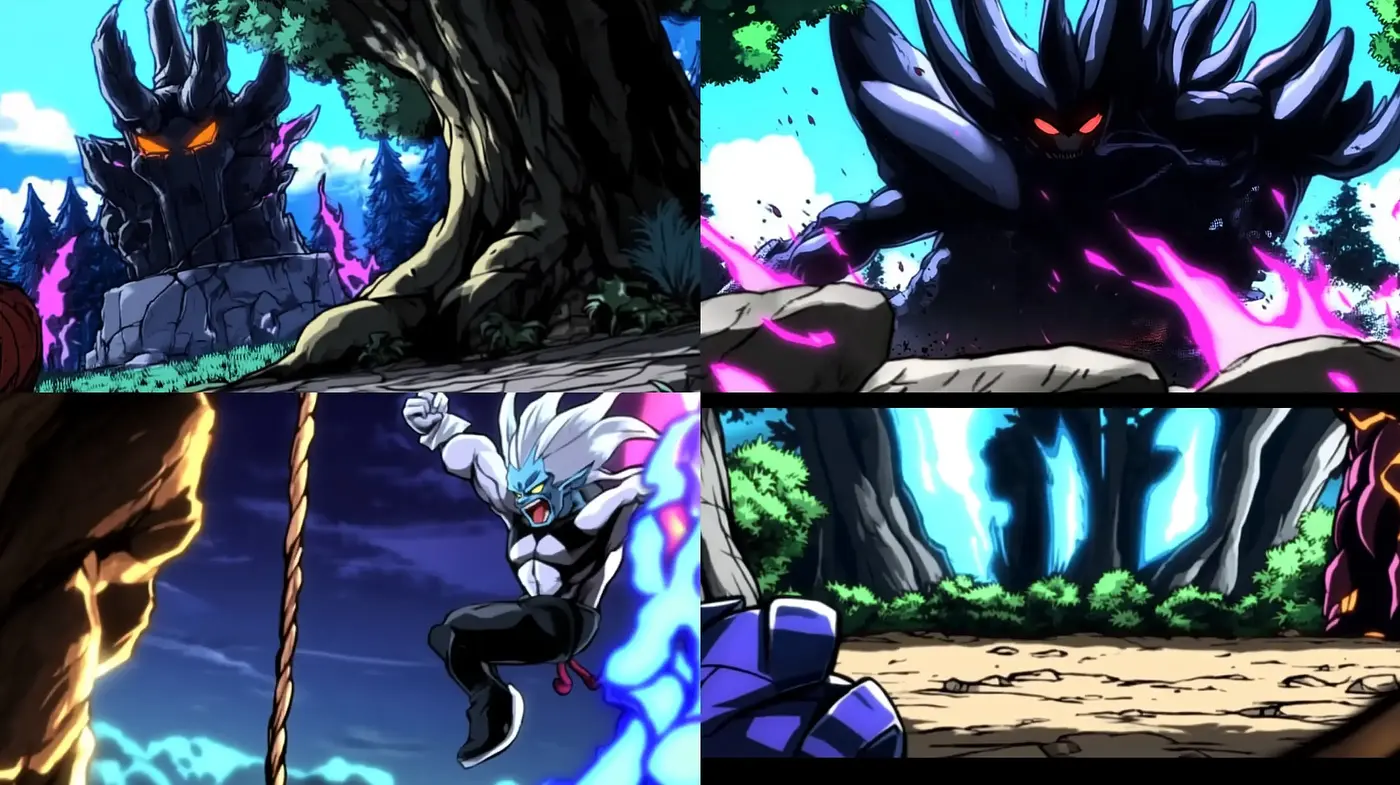 Dynamic Anime-Inspired Action Scenes with Vibrant Contrast - Midjourney sref style