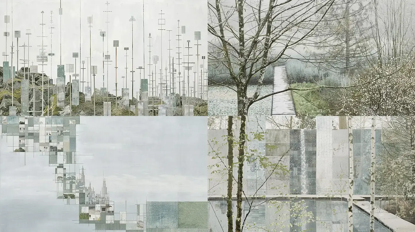 Abstract and Textured Landscapes with a Minimalist Approach - Midjourney sref style