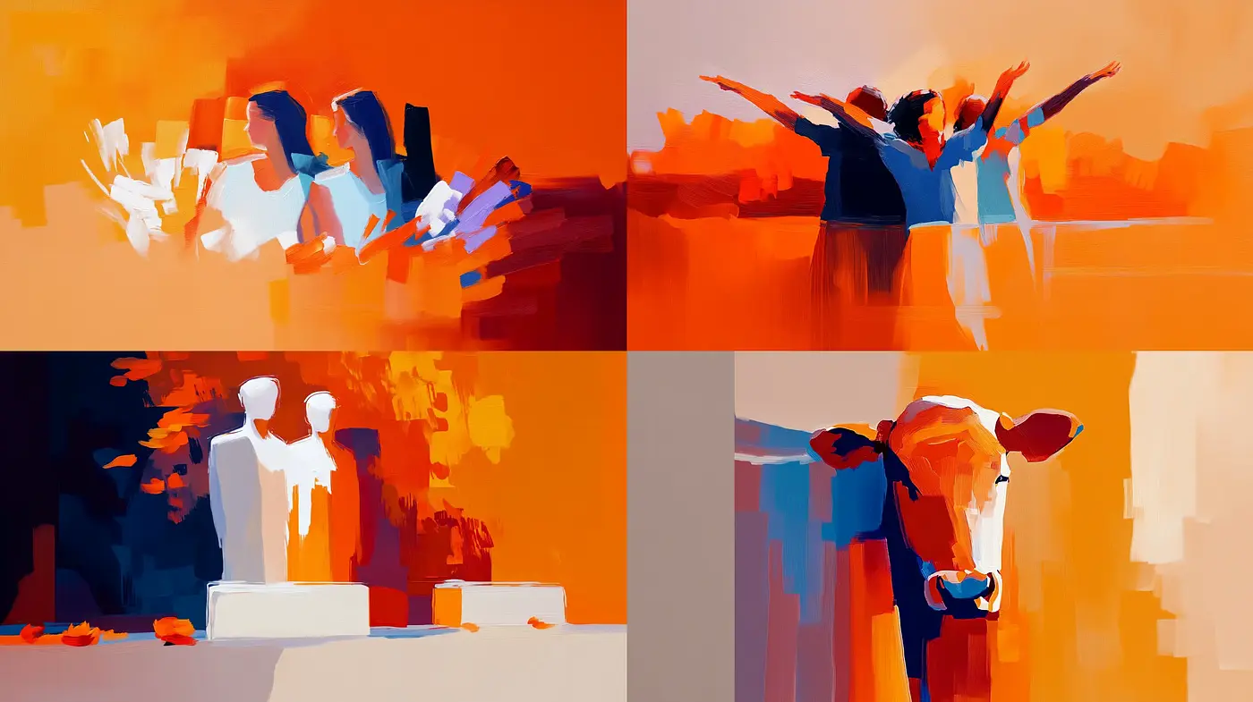 Warm Tonal Abstraction in a Digital Brushstroke Style - Midjourney sref style