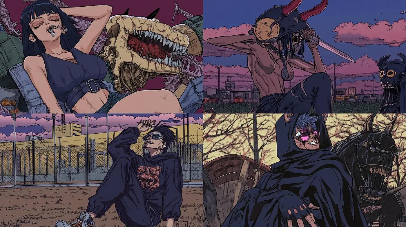 Dystopian Twilight: An Eerie Anime-Inspired Exhibition - Midjourney sref style