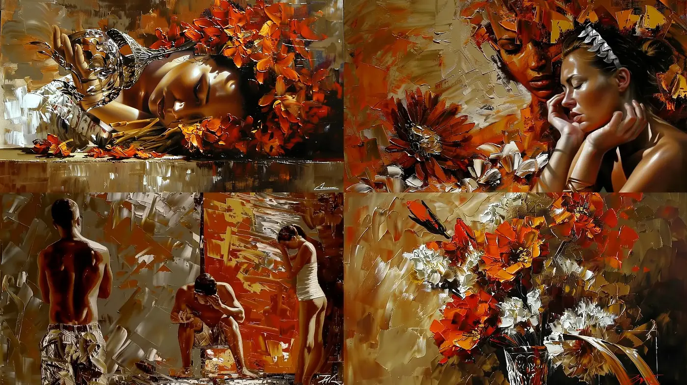 Harmonious Symphony of Warm Hues in Abstract Expressionism - Midjourney sref style