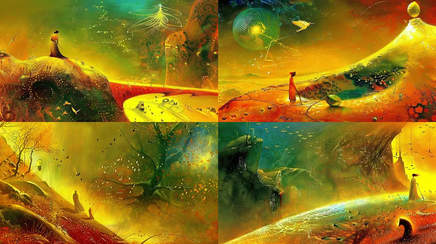 Surrealist Dreamscape: A Vivid Journey Through Ethereal Worlds - Midjourney sref style