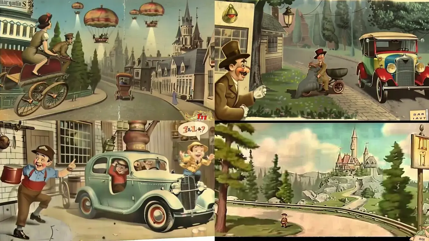 Charming Vintage Illustrations with Whimsical Elements - Midjourney sref style