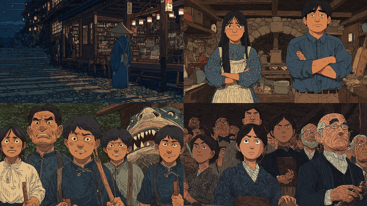 Whimsical and Expressive Japanese-Inspired Animation Aesthetic - Midjourney sref style