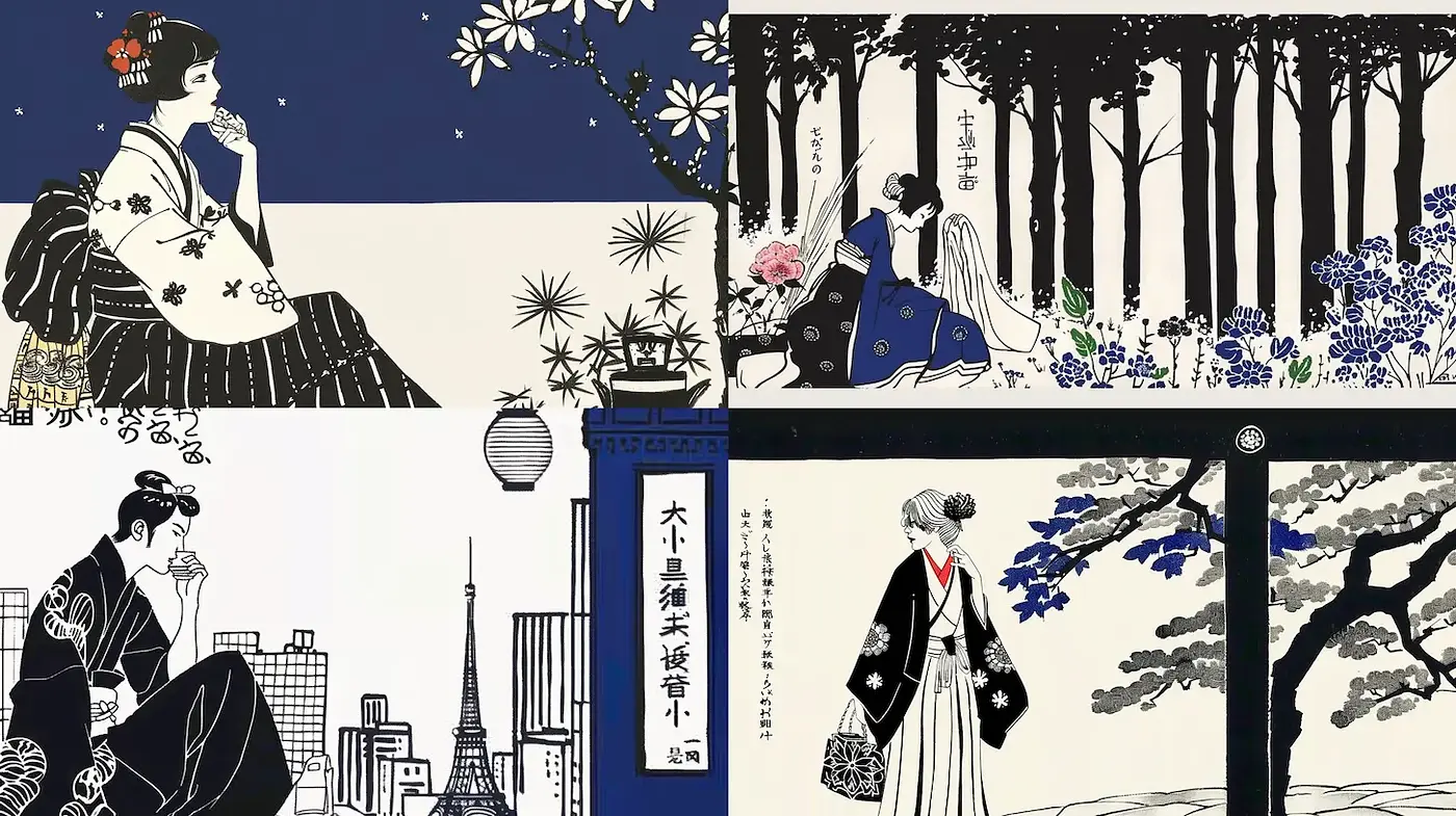 Traditional Japanese Aesthetic with Modern Influence - Midjourney sref style