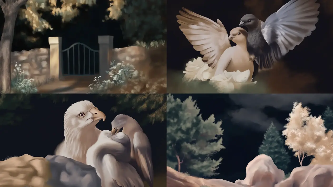 Twilight Ambiance with Serene Avian Portraits - Midjourney sref style