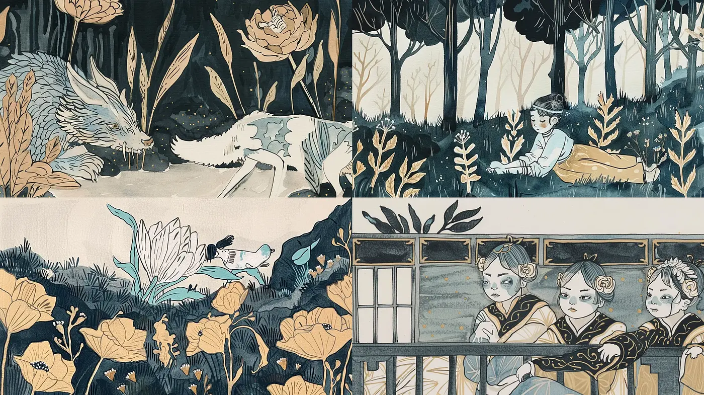 Ethereal Nature and Melancholic Human Expressions in Muted Earth Tones - Midjourney sref style