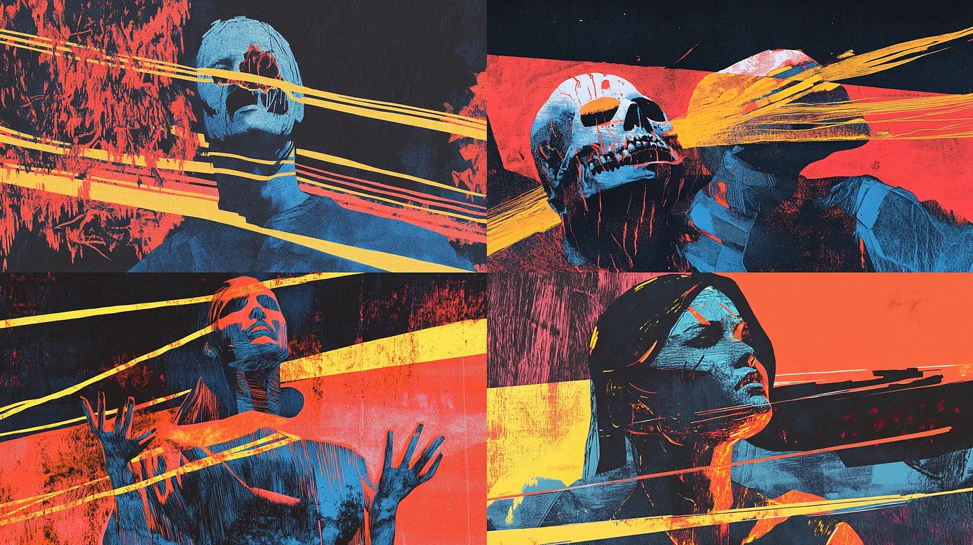 Abstract Expressionist Portraiture with a Bold Graphic Contrast - Midjourney sref style