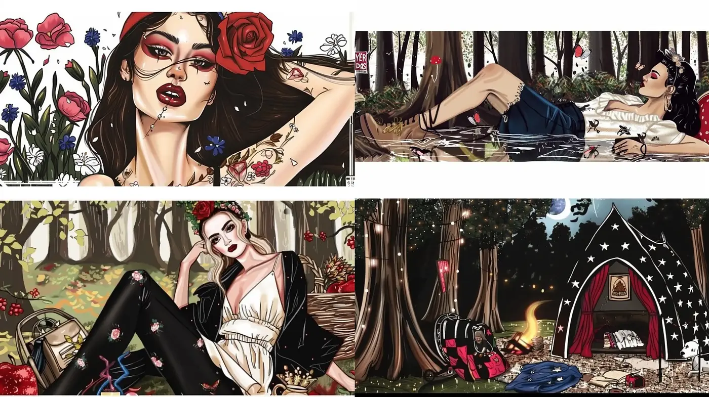 Enchanted Graphic Novel Flair with a Whimsical Forest Ambience - Midjourney sref style