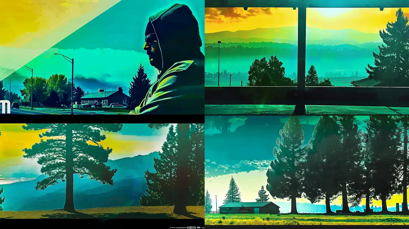 Luminous Twilight Hues with Stylized Silhouettes - Midjourney sref style