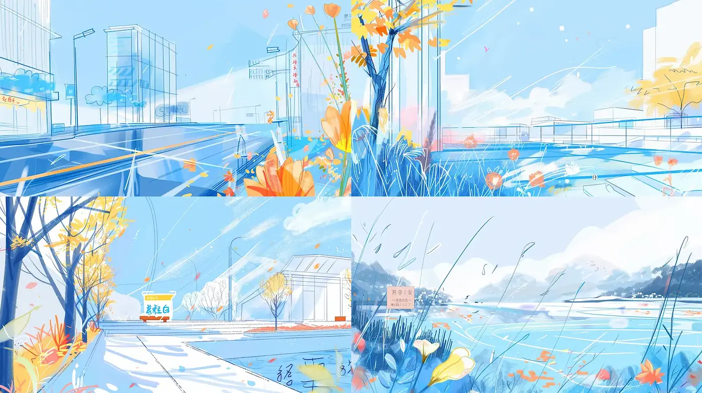 Soft and Vibrant Landscapes with Abstract Elements - Midjourney sref style