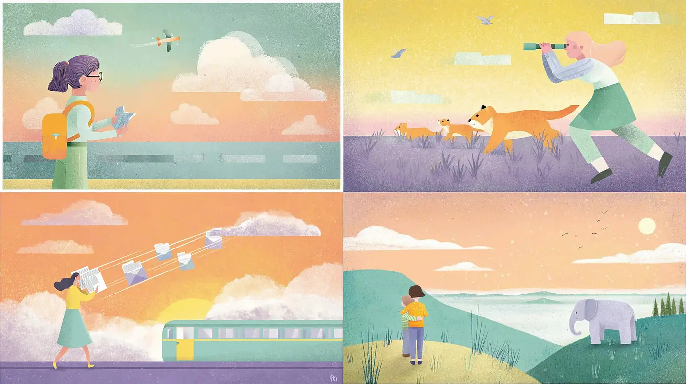 Soft and Whimsical Illustrative Style with Pastoral Themes - Midjourney sref style