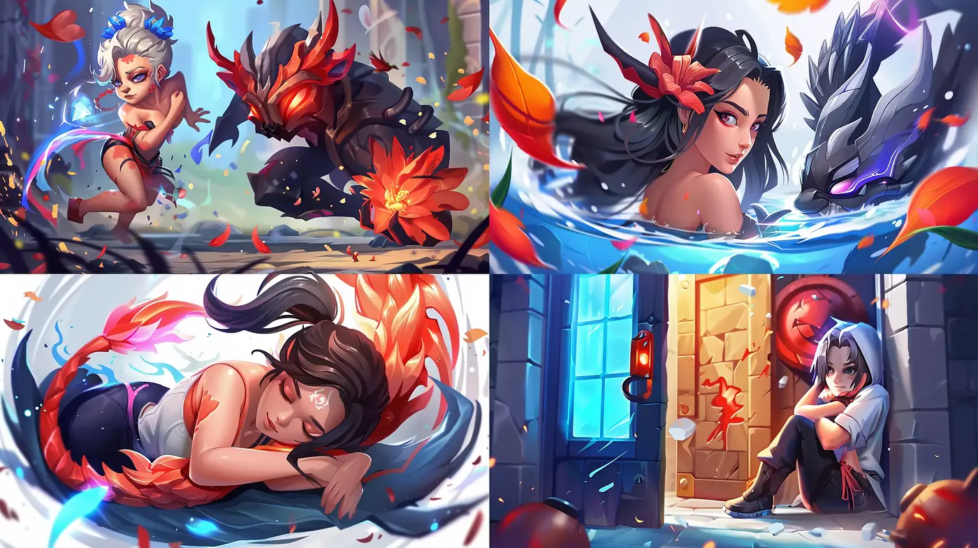 Luminous Fantasy Illustrations with Vibrant Contrasts - Midjourney sref style