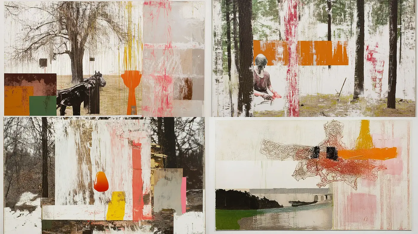 Abstract Expressionist Interference in Pastoral Scenes - Midjourney sref style