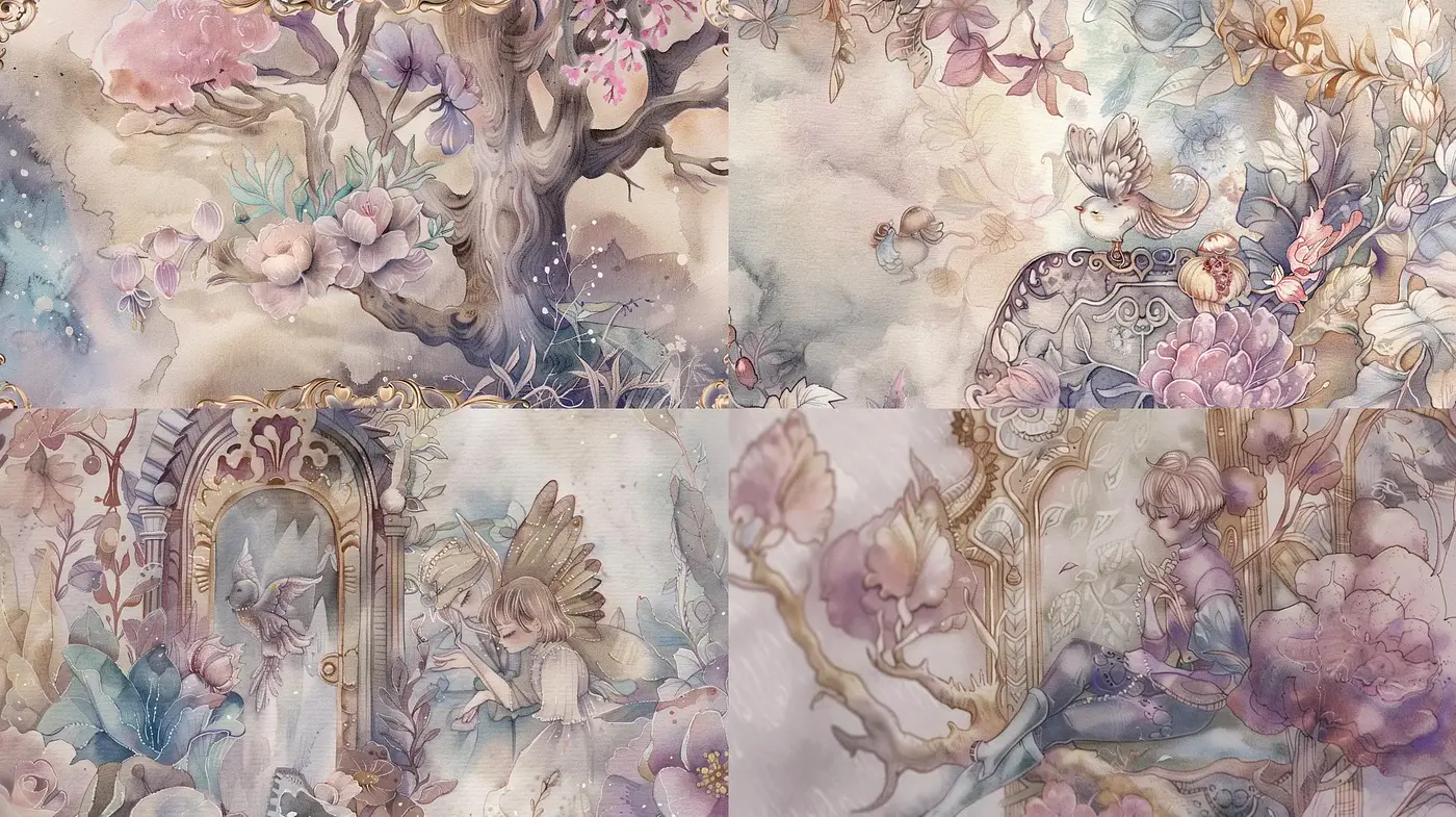 Ethereal Blossoms and Whimsy: A Dreamlike Watercolor Fusion - Midjourney sref style