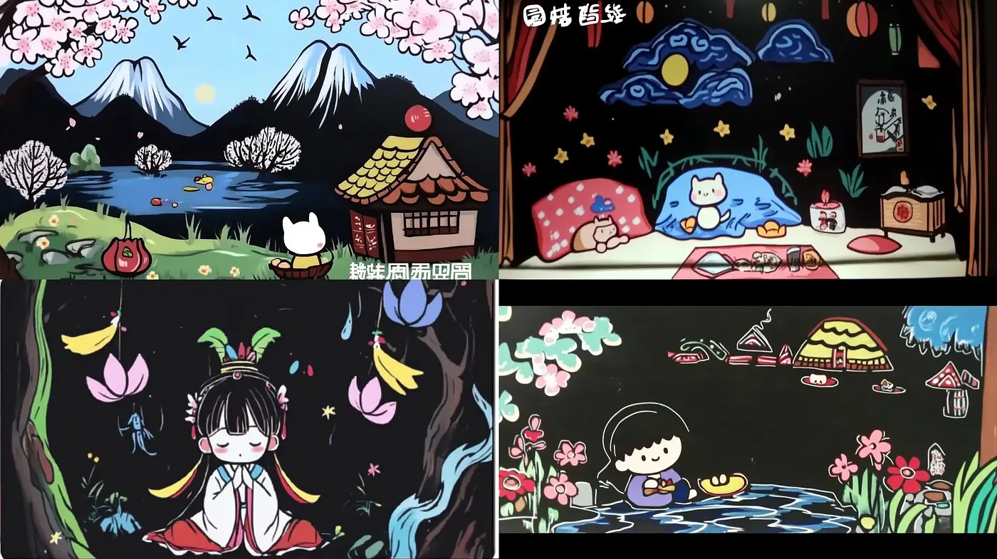 East Asian Folklore Charm in Stylized Illustrative Art - Midjourney sref style