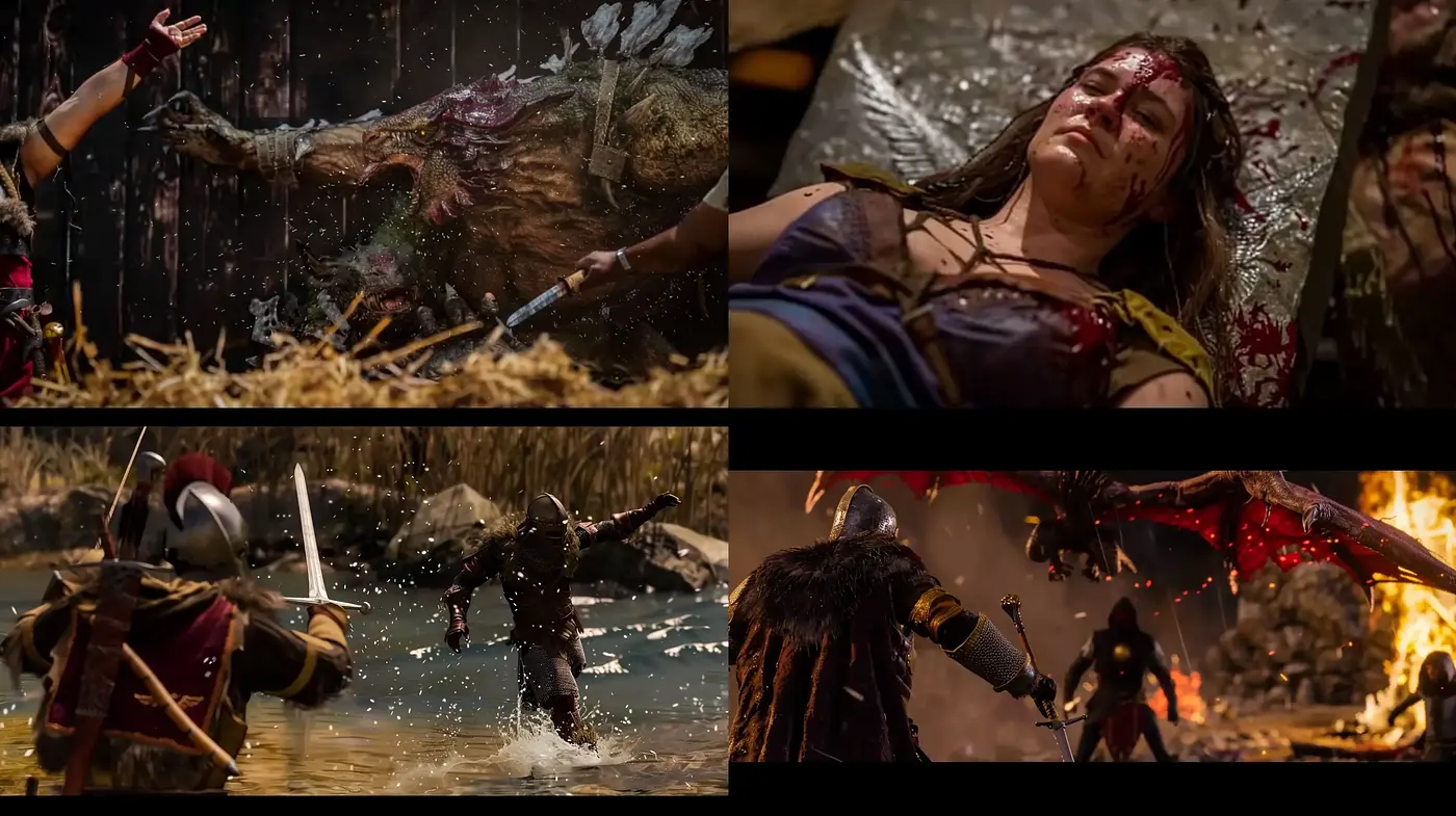 Dynamic Cinematic Battle Renderings with Consistent Realism and High-intensity Action - Midjourney sref style
