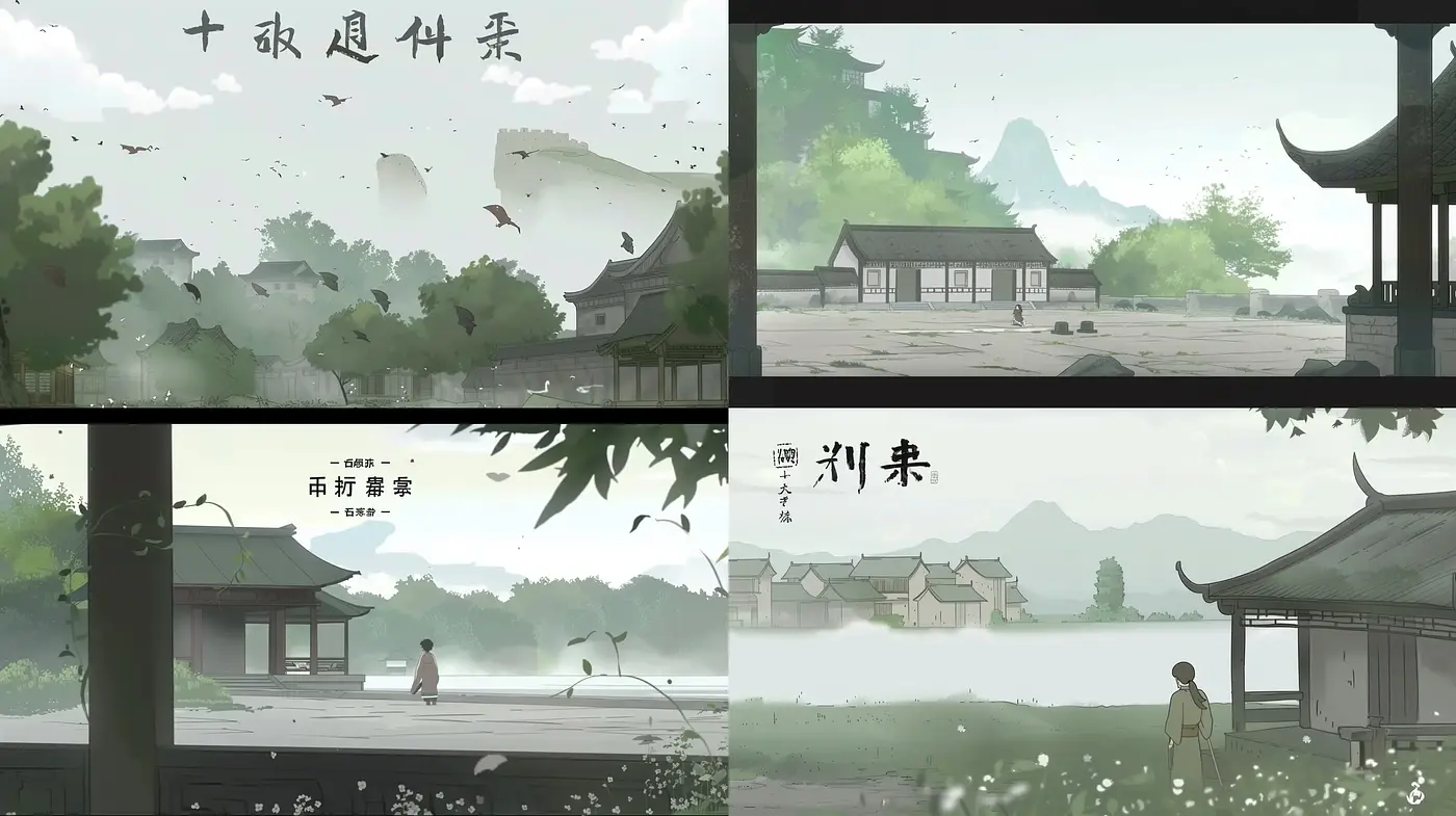 Tranquil Serenity in Monochrome: A Study in East Asian-Influenced Digital Watercolor - Midjourney sref style